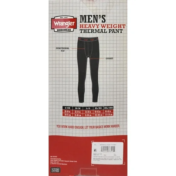 Wrangler Heavyweight Thermal Pants Black Waffle Polyester ~2XL‎ - Picture 2 of 2